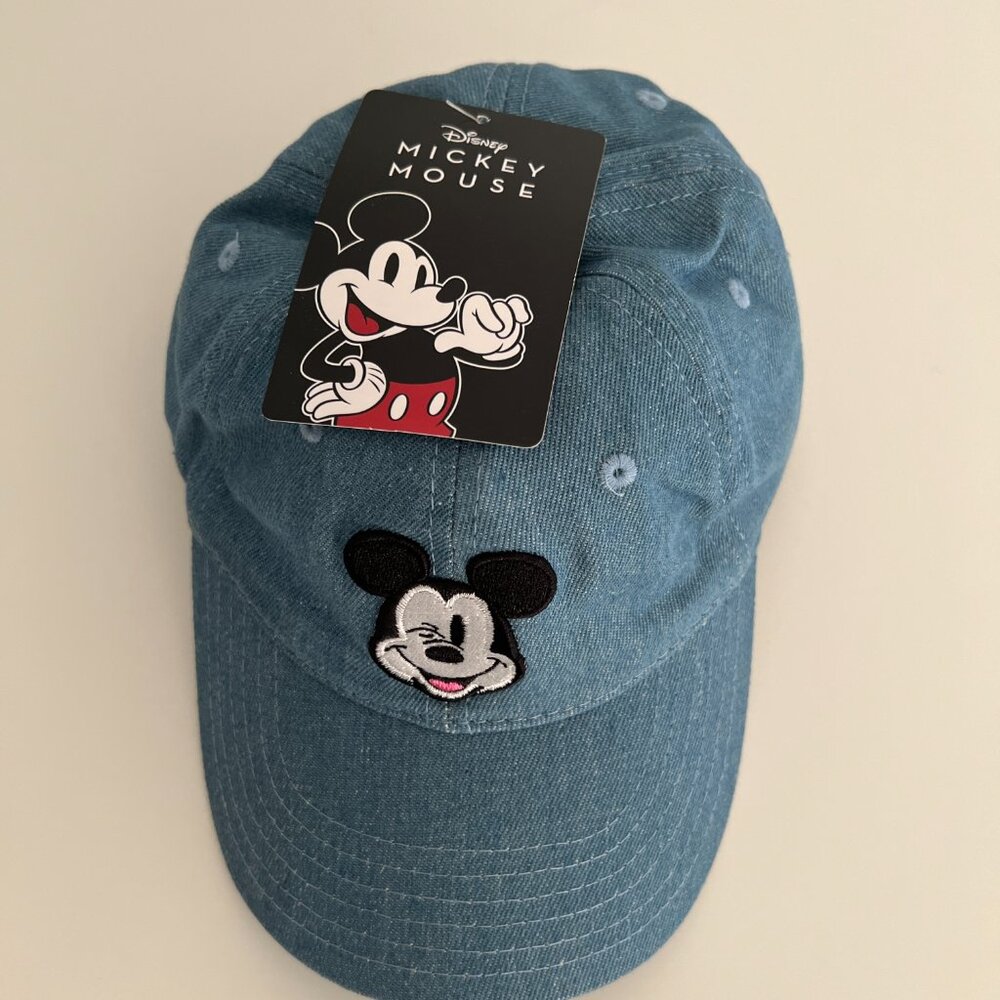 Disney Mickey Mouse Denim Blue Adjustable Cap Hat, One Size - NWT - Picture 7 of 10